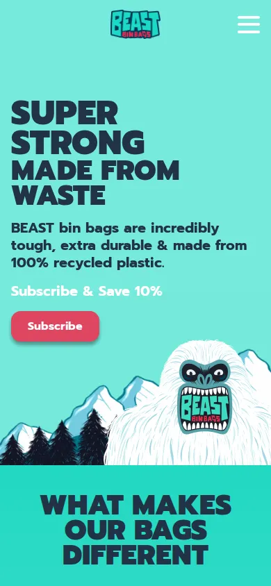 Beast Store Website mobile view