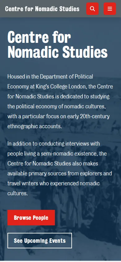 Centre for Nomadic Studies Website mobile view